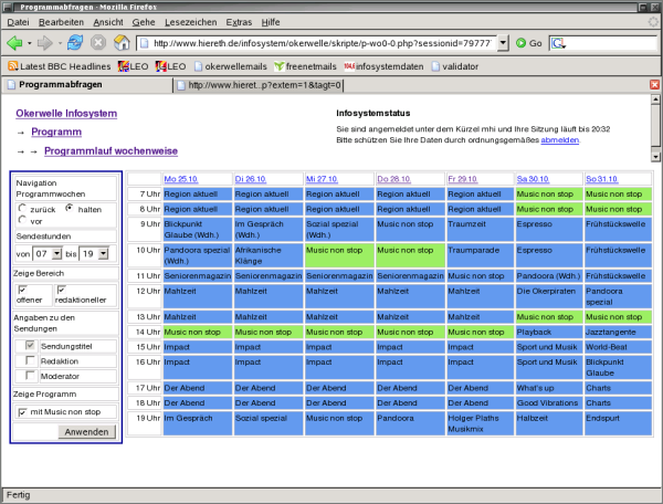 Ausgabe des Wochenprogramms